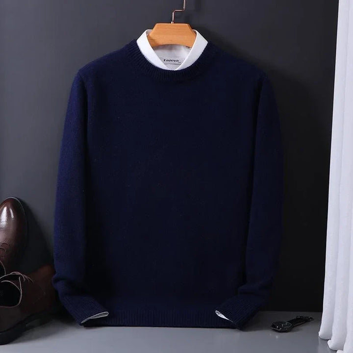 Men's Mock Neck Knit Sweater with Layered Collar