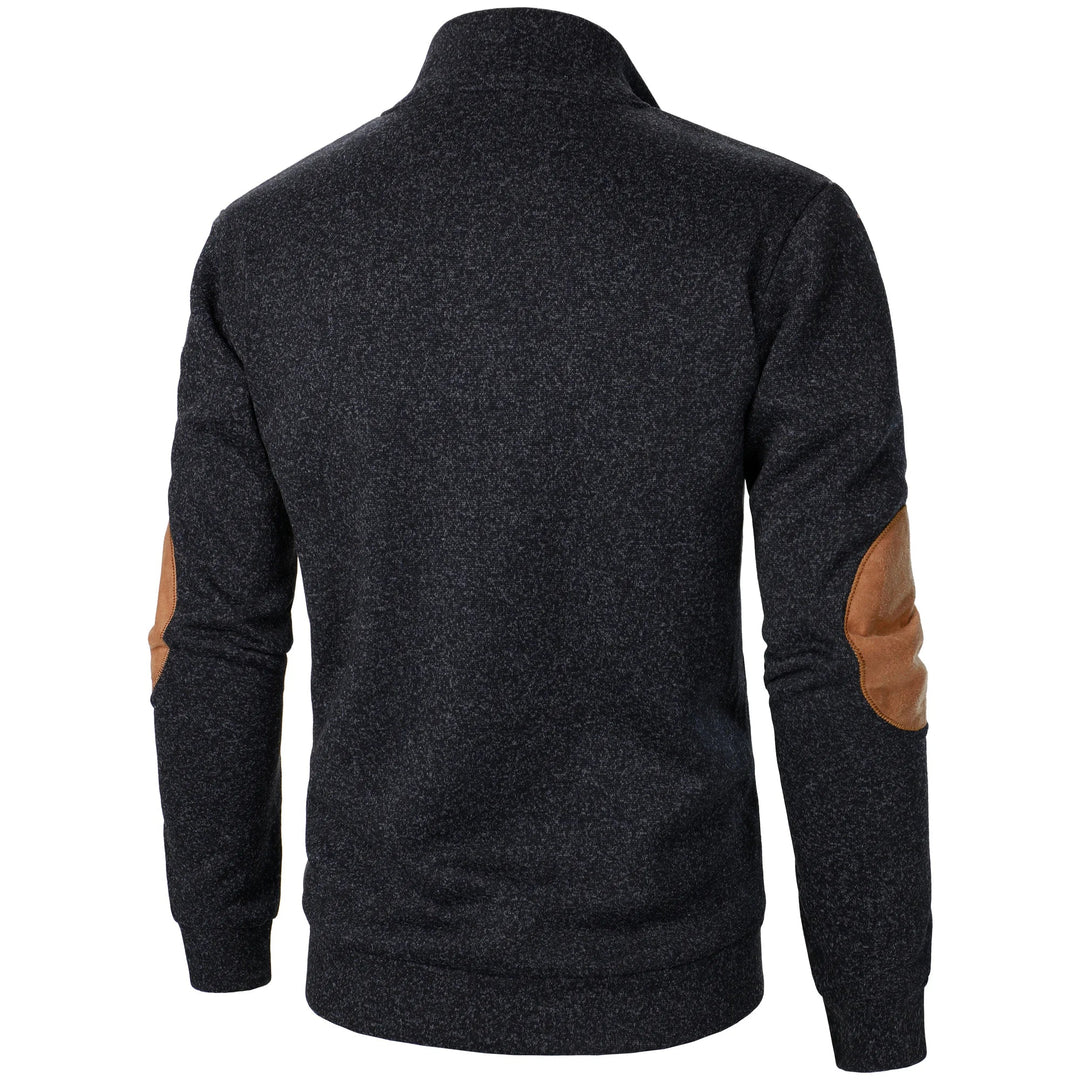 Men's Elbow Patch Button Collar Pullover