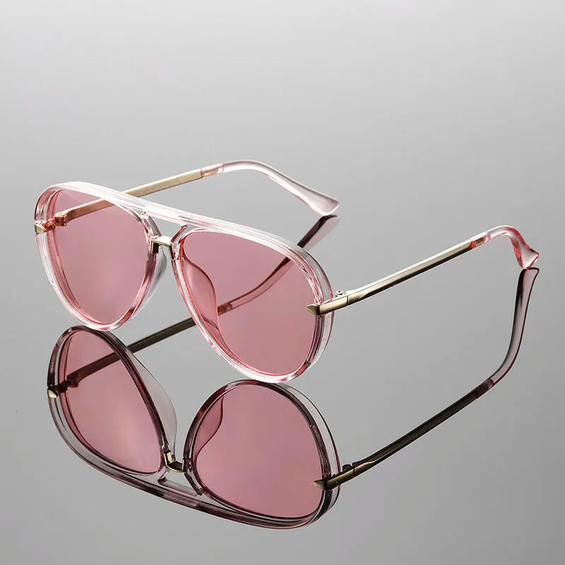 Aviator Sunglasses with Double Bridge and Metal Frame