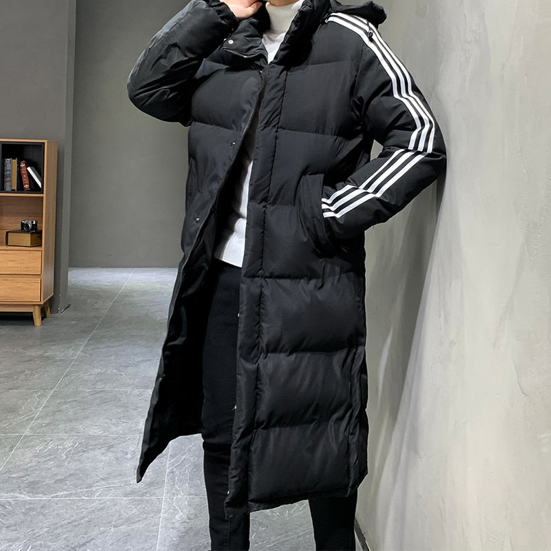 Men's Waterproof Long Puffer Jacket with Hood