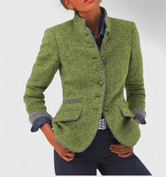 Women's Stand Collar Tweed Blazer