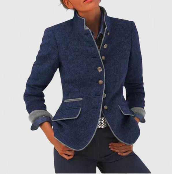 Women's Stand Collar Tweed Blazer