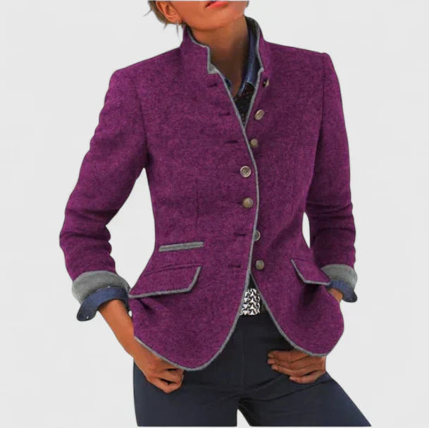 Women's Stand Collar Tweed Blazer