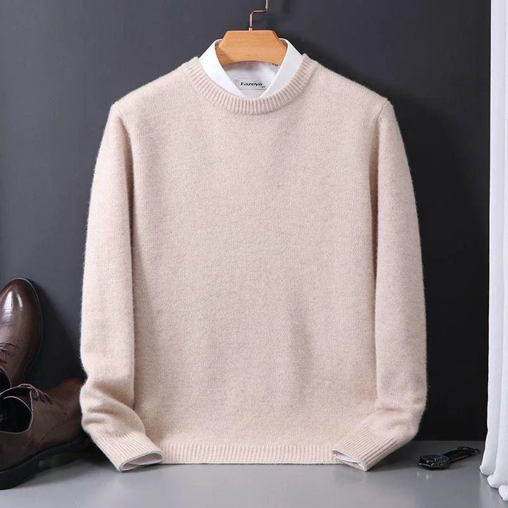 Men's Mock Neck Knit Sweater with Layered Collar