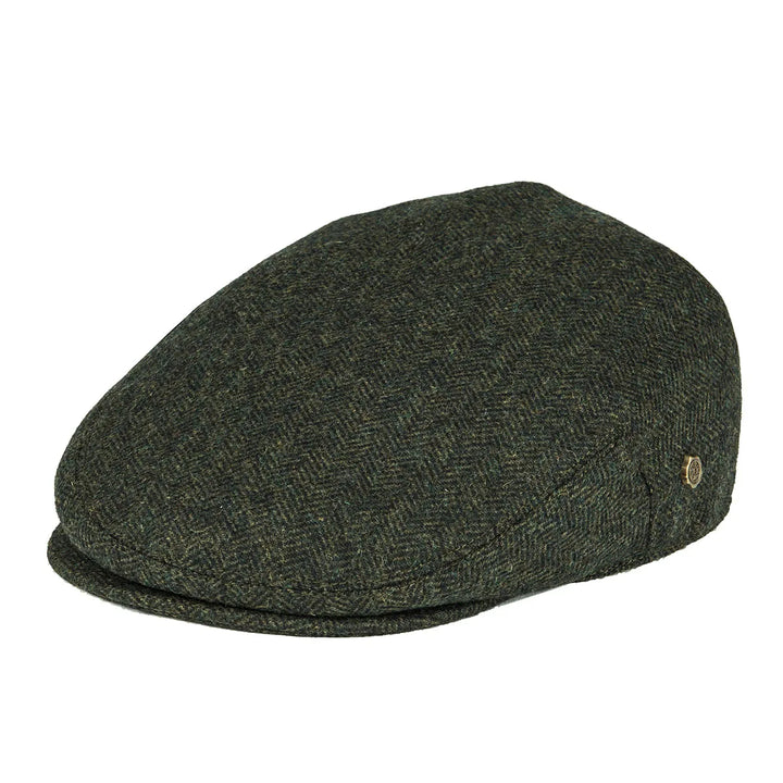 Men's Herringbone Flat Cap with Contrast Stitching