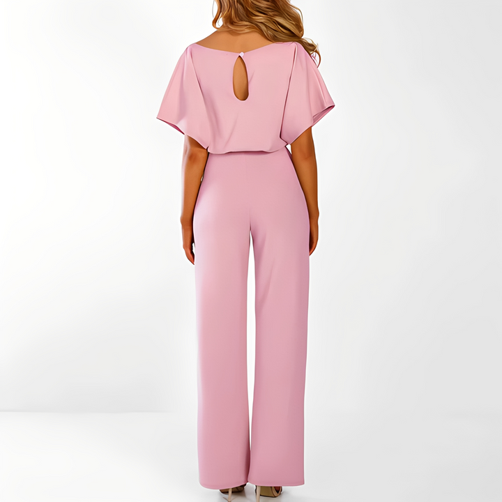 Women's Wide Leg Jumpsuit with Tie Belt
