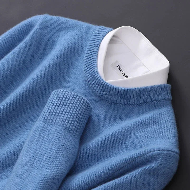 Men's Mock Neck Knit Sweater with Layered Collar