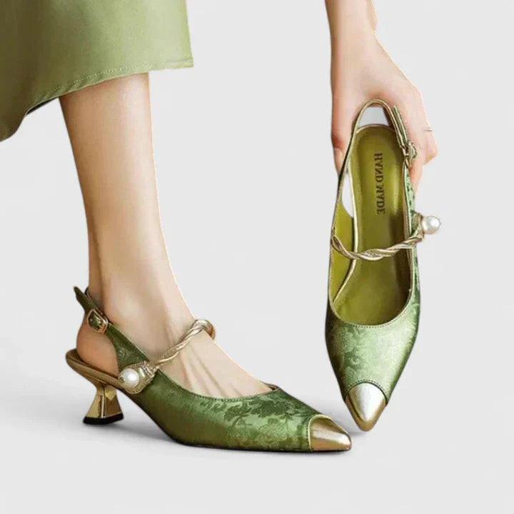 Elegant Pearl Strap Slingback Heels