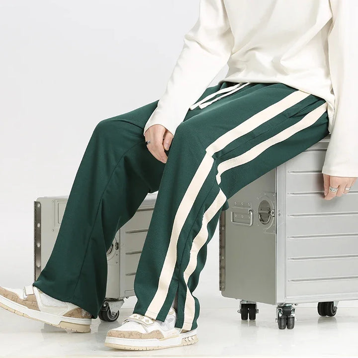 Men's Striped Relaxed Fit Joggers with Drawstring Waist