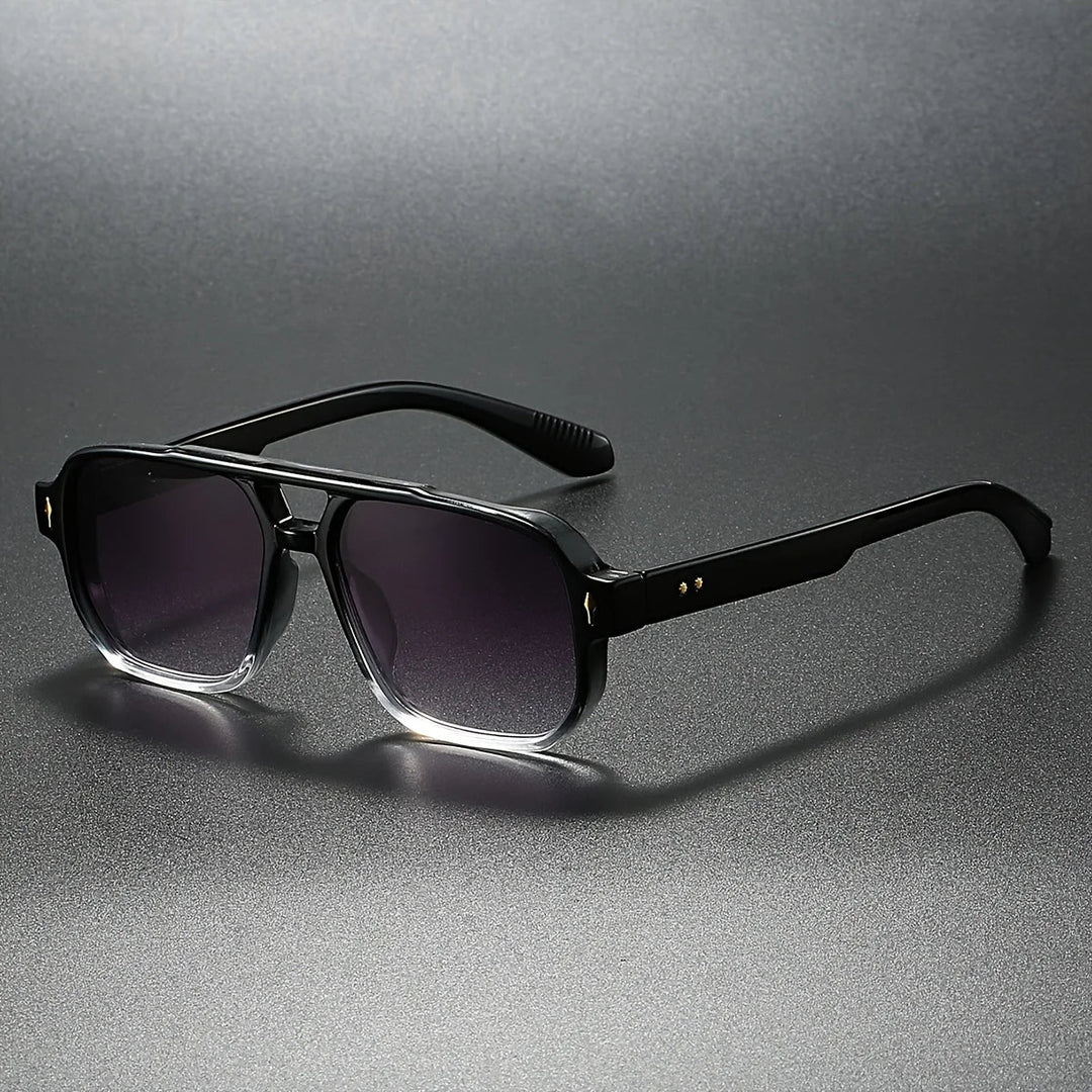 Aviator Sunglasses with Double Bridge and Ribbed Temples