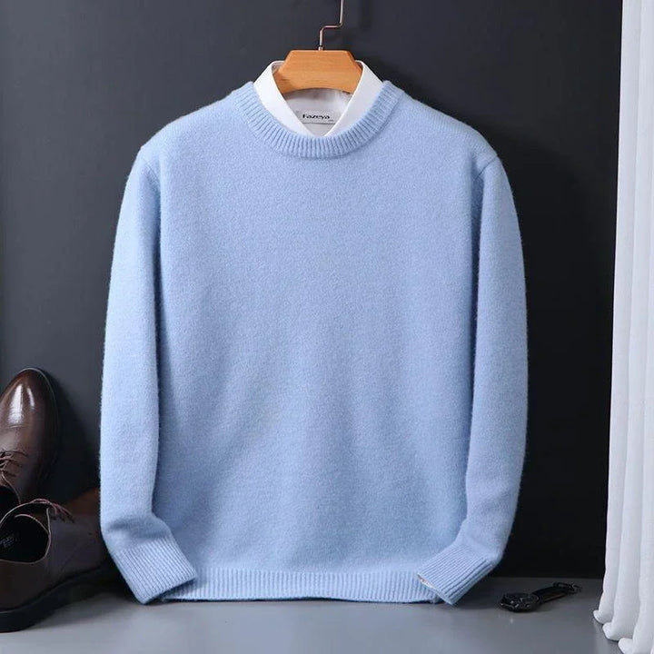 Men's Mock Neck Knit Sweater with Layered Collar