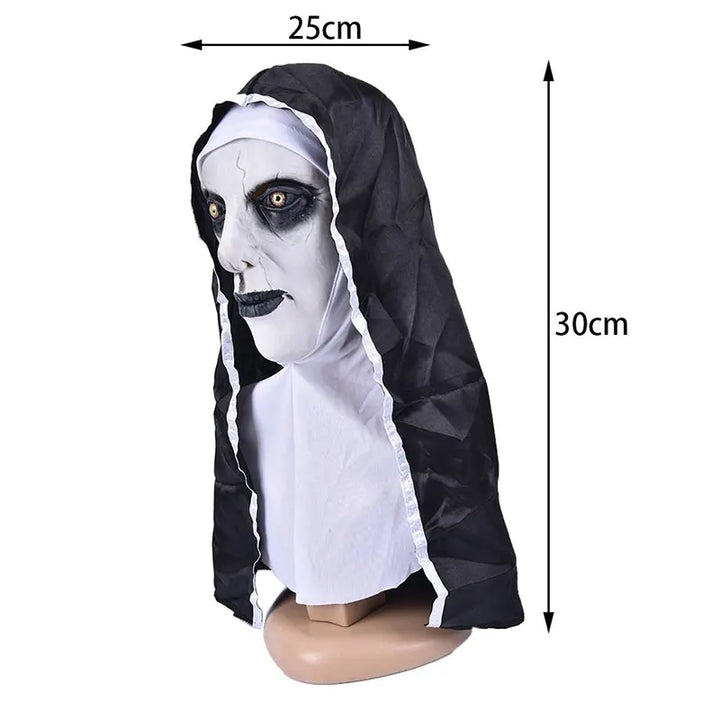 Women's Horror Nun Mask and Hood Costume Set