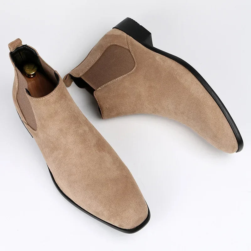 Men's Suede Chelsea Boots with Pointed Toe