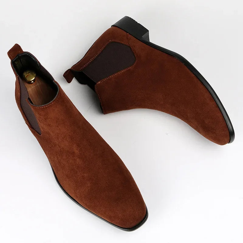 Men's Suede Chelsea Boots with Pointed Toe