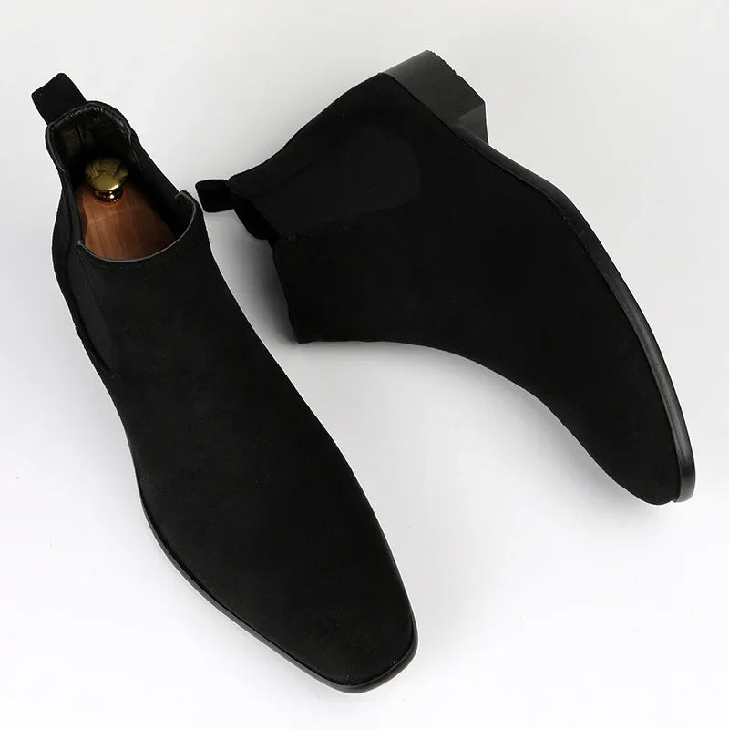 Men's Suede Chelsea Boots with Pointed Toe