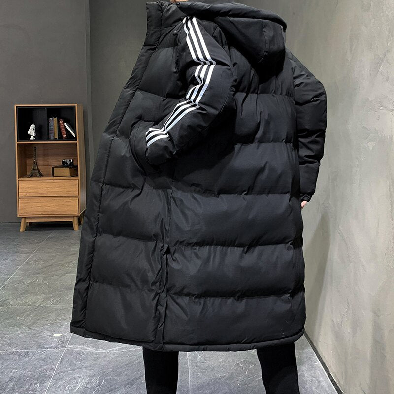 Men's Waterproof Long Puffer Jacket with Hood