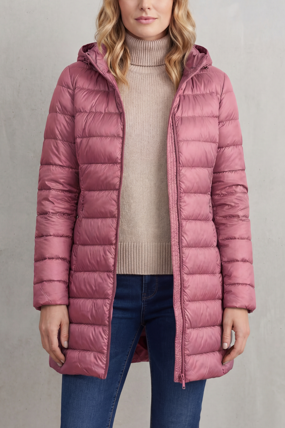 Women's Lightweight Hooded Down Puffer Jacket Longline