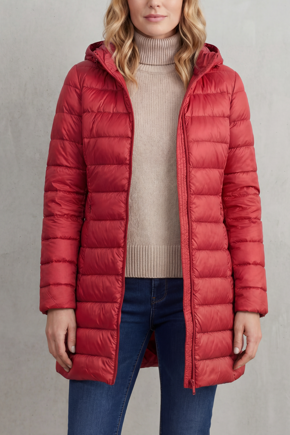 Women's Lightweight Hooded Down Puffer Jacket Longline