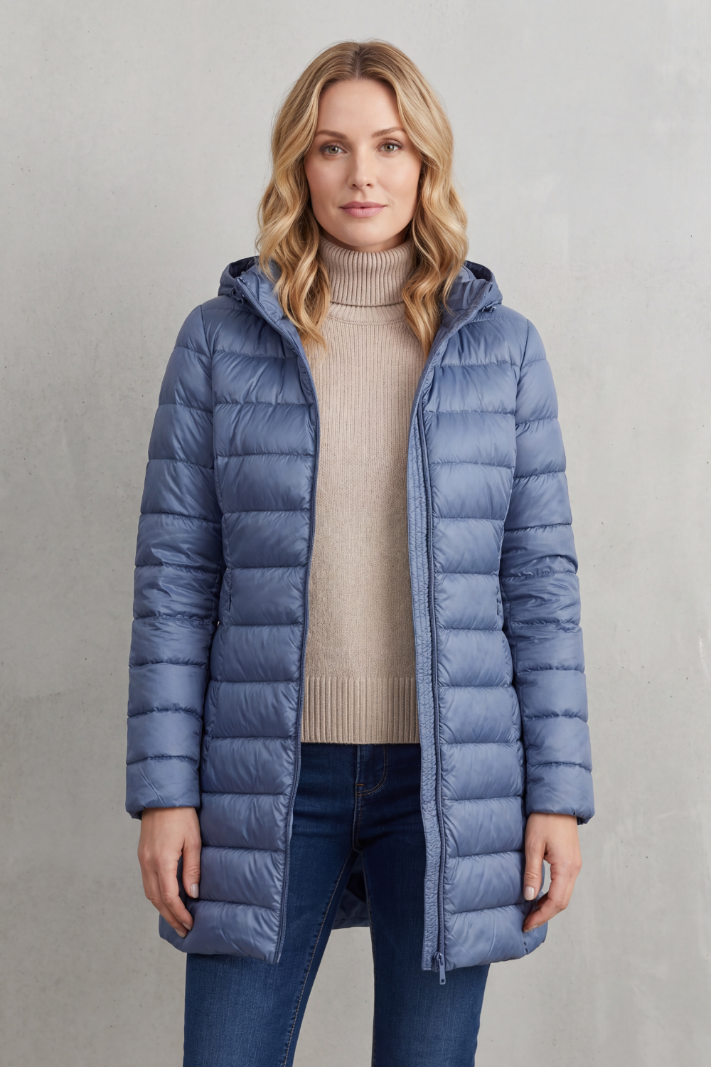 Women's Lightweight Hooded Down Puffer Jacket Longline