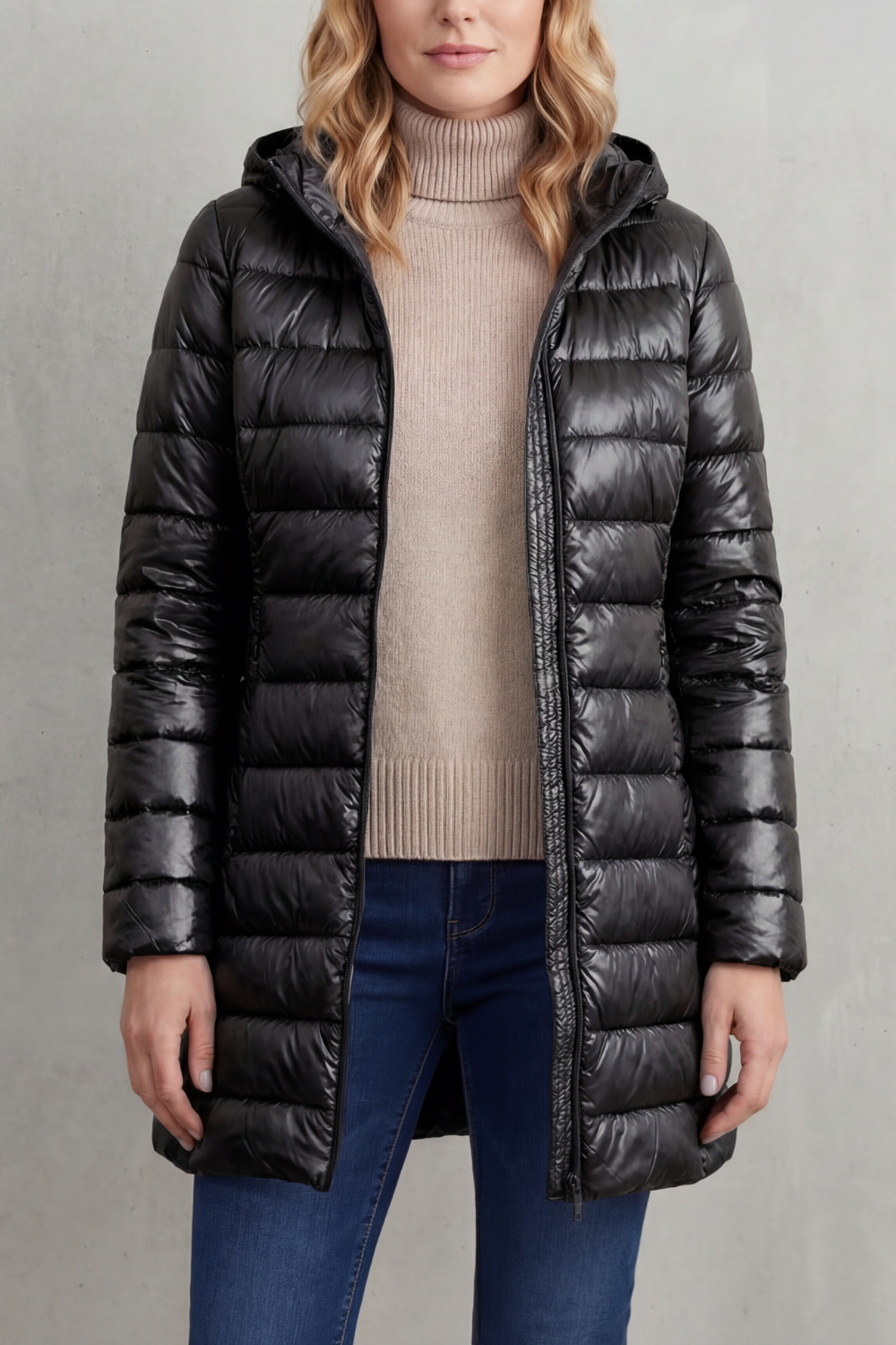 Women's Lightweight Hooded Down Puffer Jacket Longline