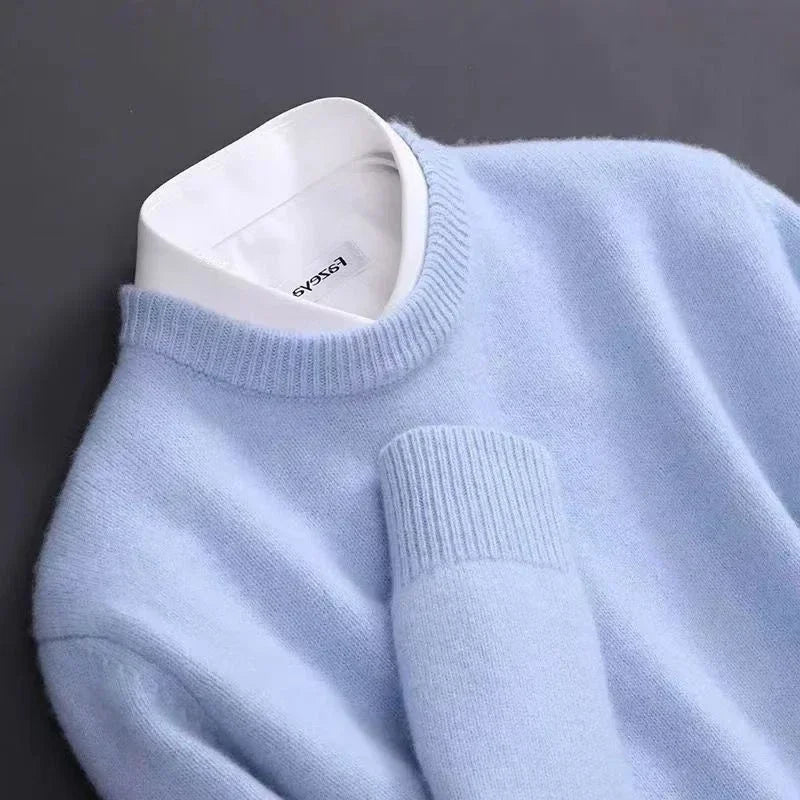Men's Mock Neck Knit Sweater with Layered Collar