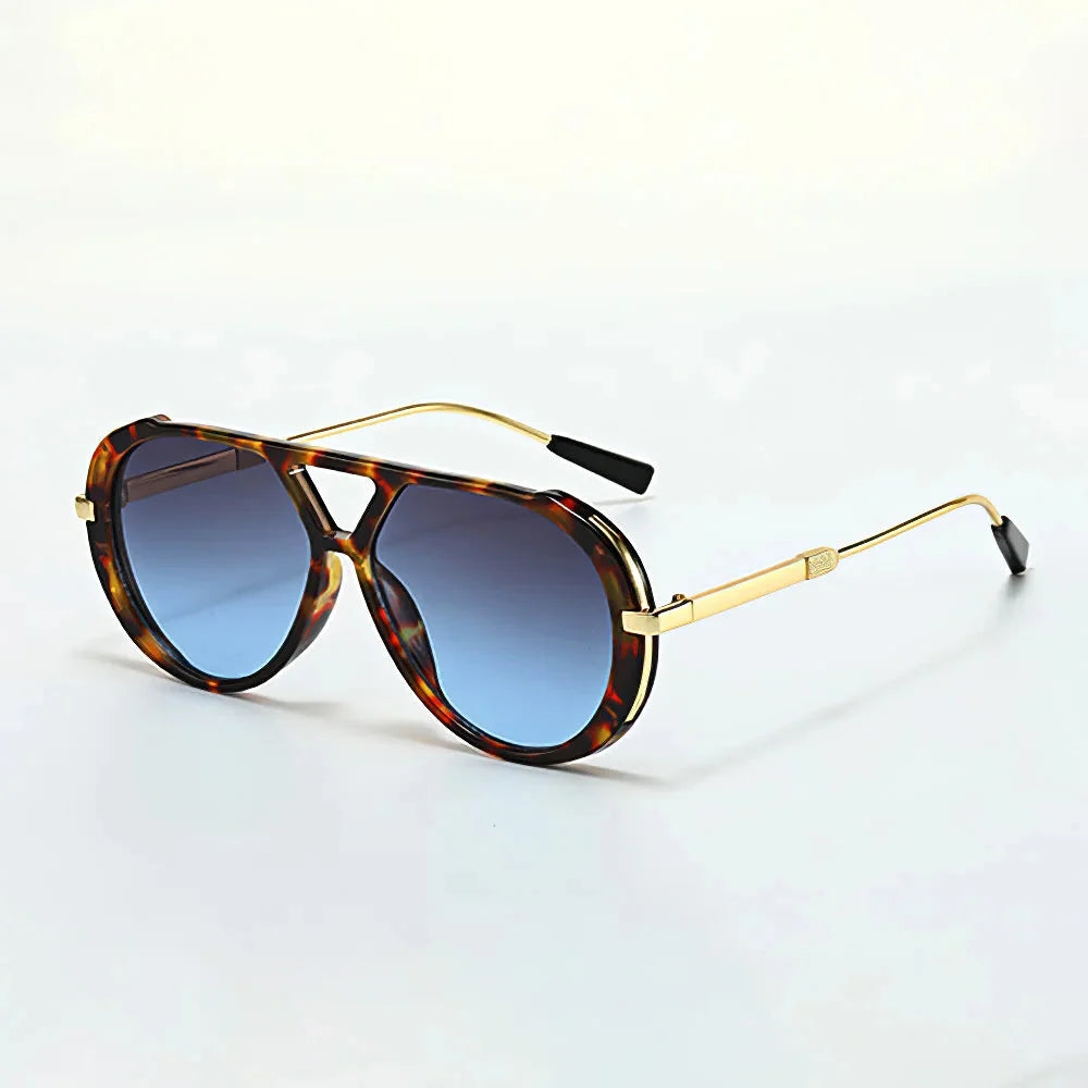 Oversized Aviator Sunglasses with Double Bridge