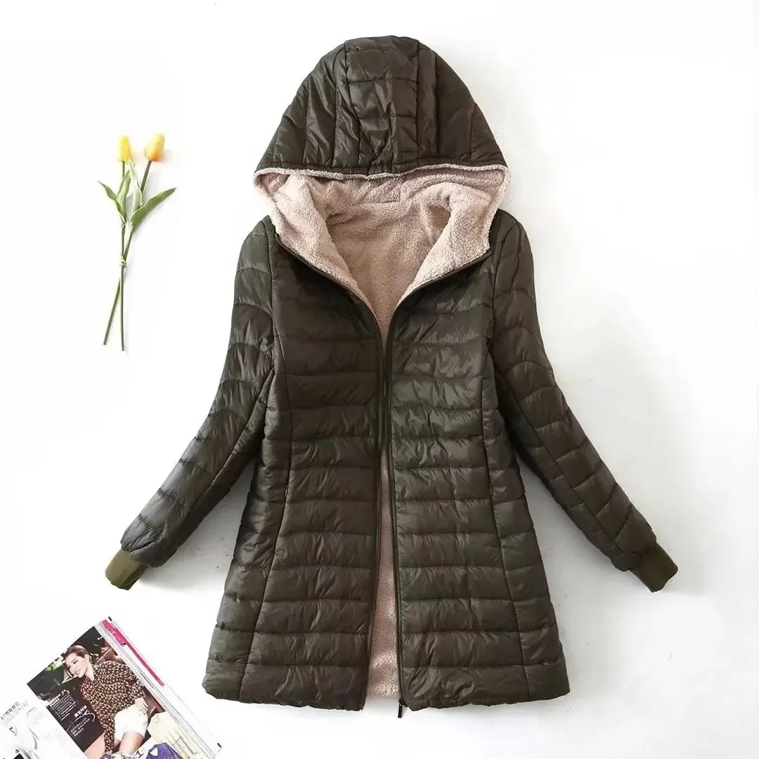 Women's Hooded Fleece-Lined Puffer Jacket