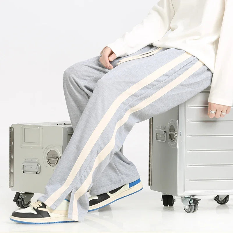 Men's Striped Relaxed Fit Joggers with Drawstring Waist