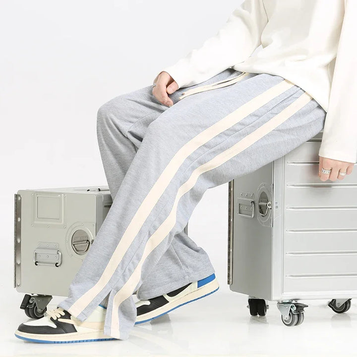 Men's Striped Relaxed Fit Joggers with Drawstring Waist
