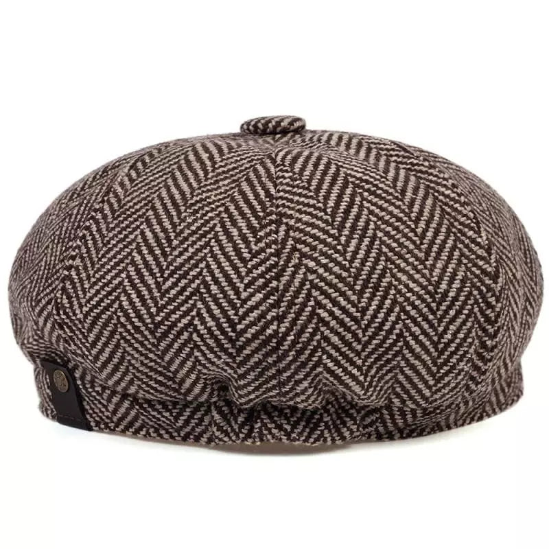 Herringbone Cotton Newsboy Cap with Adjustable Fit