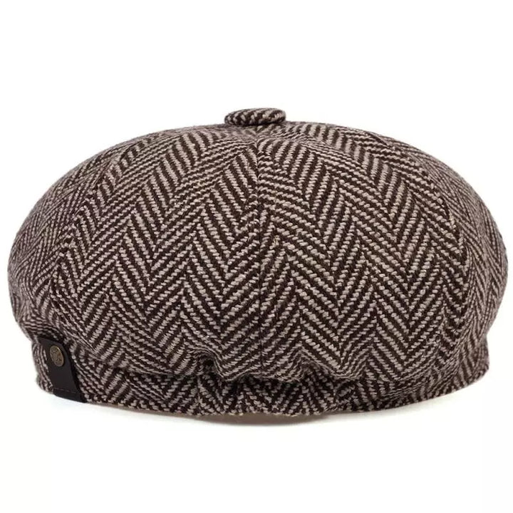 Herringbone Cotton Newsboy Cap with Adjustable Fit