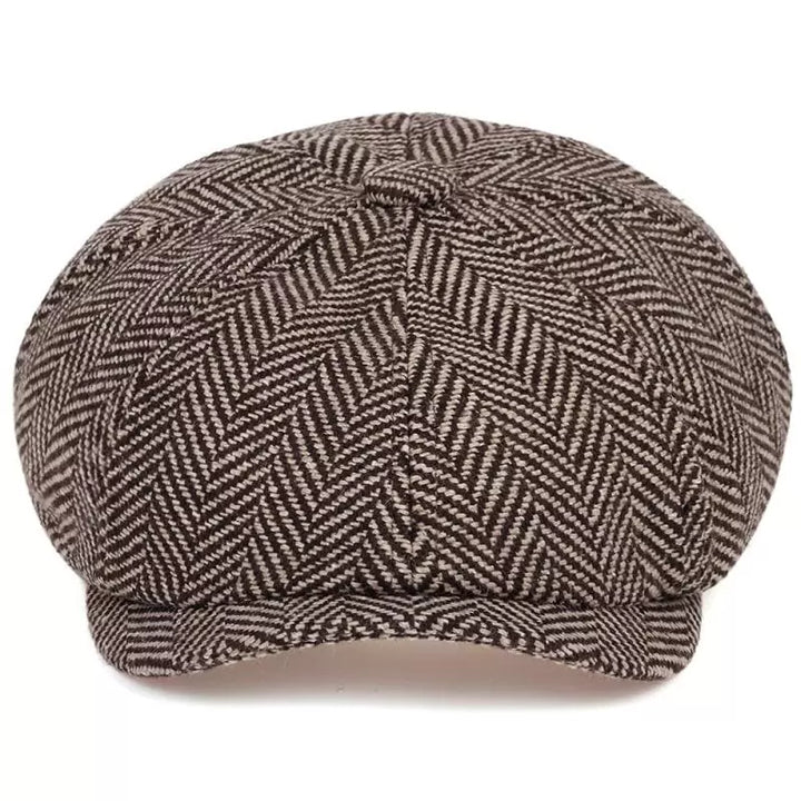 Herringbone Cotton Newsboy Cap with Adjustable Fit