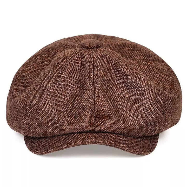 Men's Herringbone Newsboy Cap with Button Top