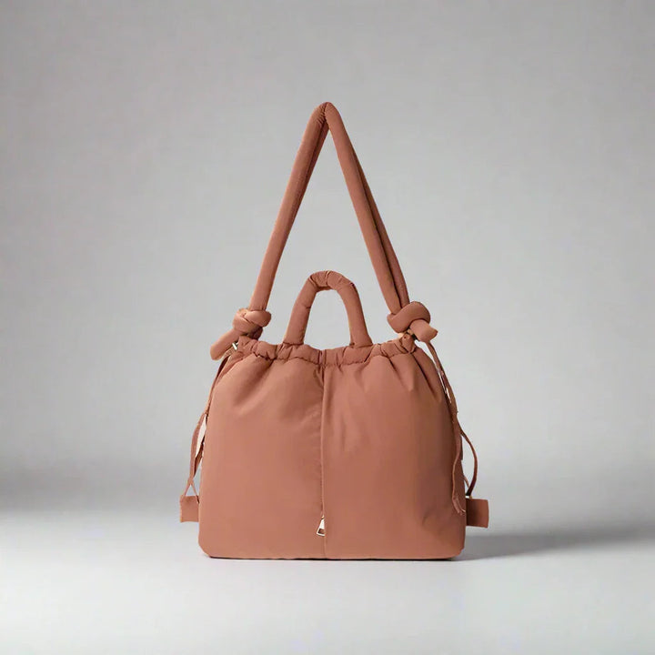 Quilted Drawstring Shoulder Tote Bag