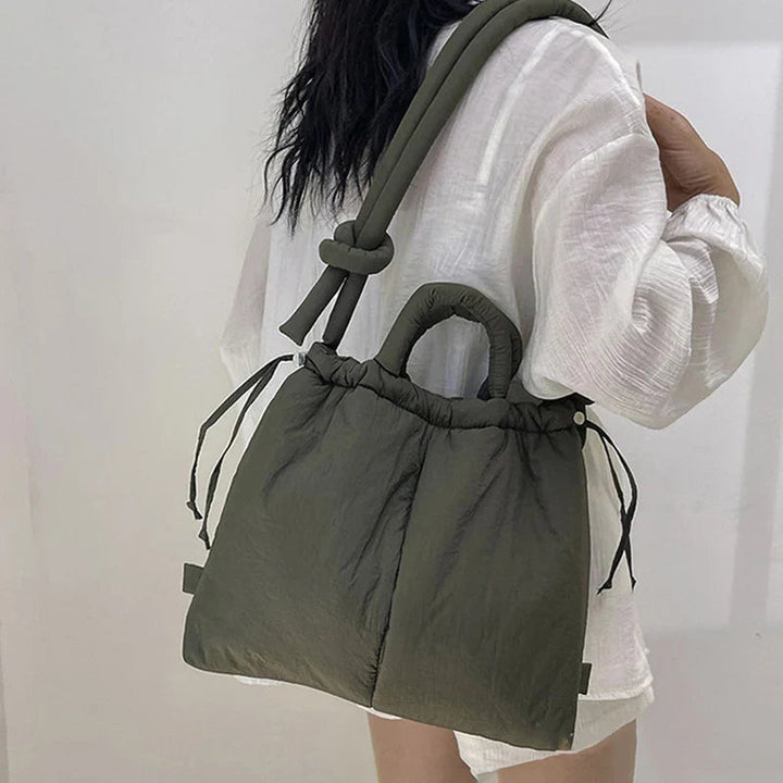 Quilted Drawstring Shoulder Tote Bag