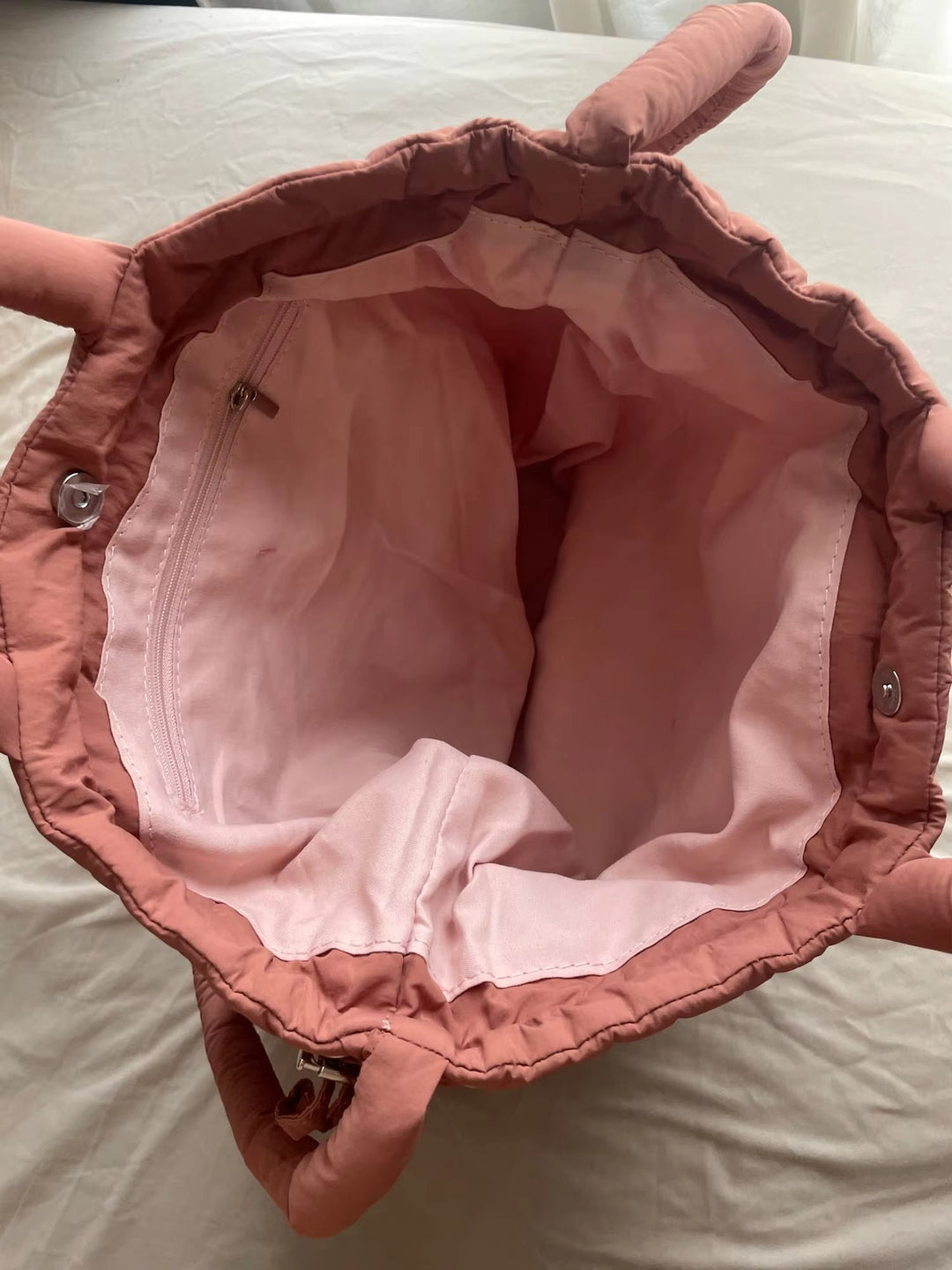 Quilted Drawstring Shoulder Tote Bag
