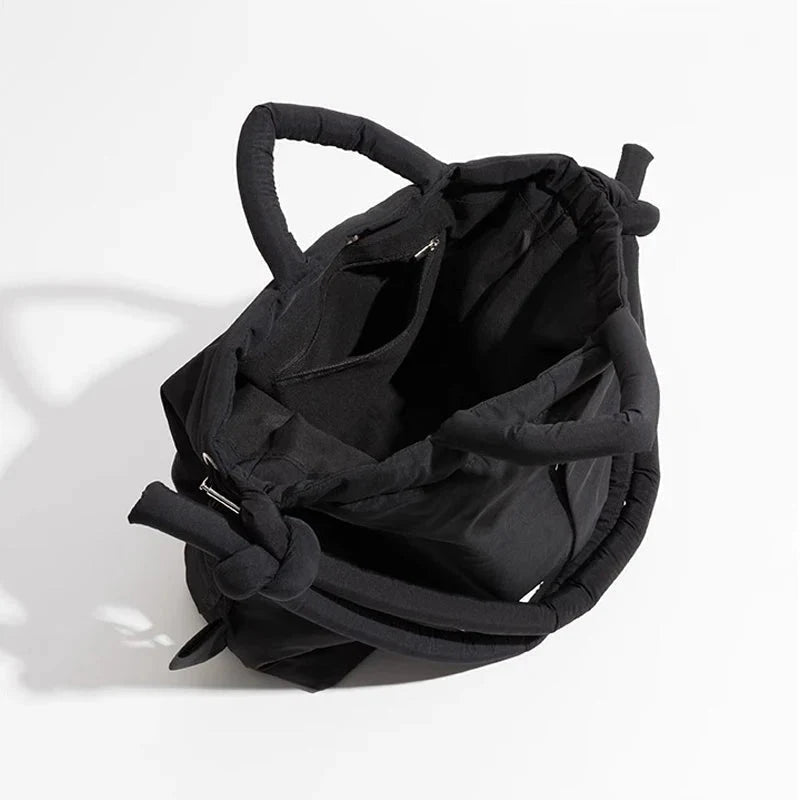 Quilted Drawstring Shoulder Tote Bag