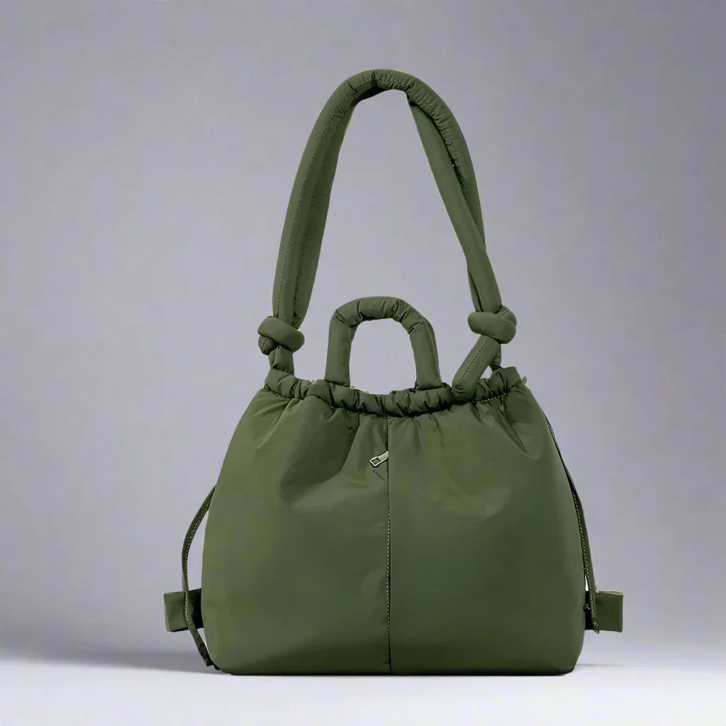 Quilted Drawstring Shoulder Tote Bag