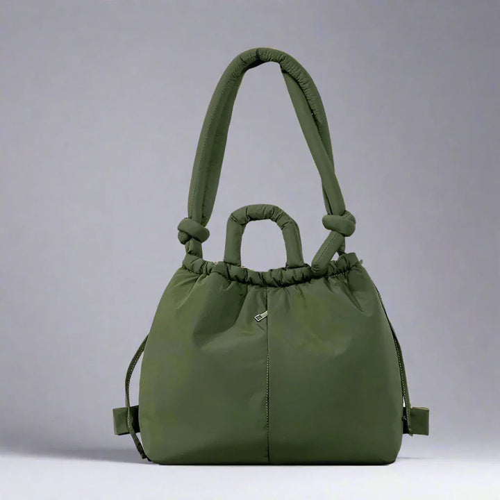 Quilted Drawstring Shoulder Tote Bag