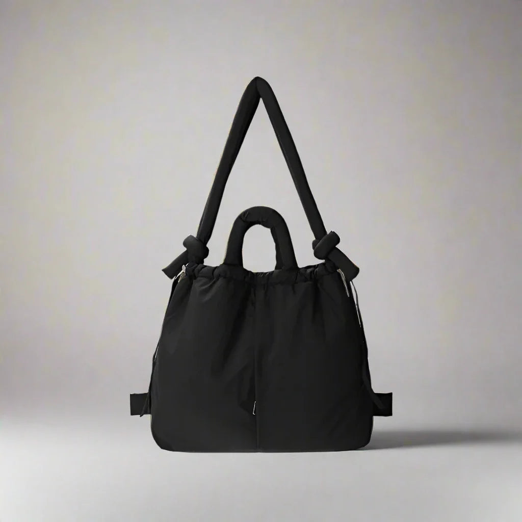 Quilted Drawstring Shoulder Tote Bag