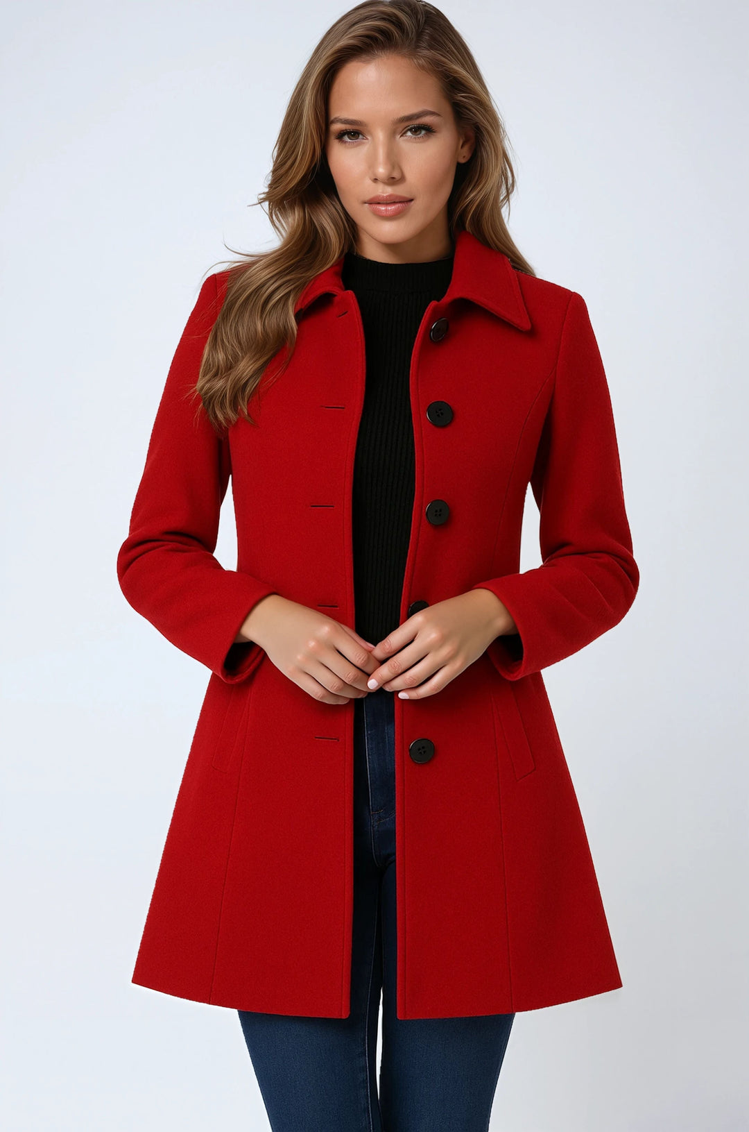 Women's Wool Coat with Notched Collar