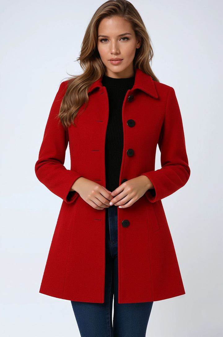 Women's Wool Coat with Notched Collar