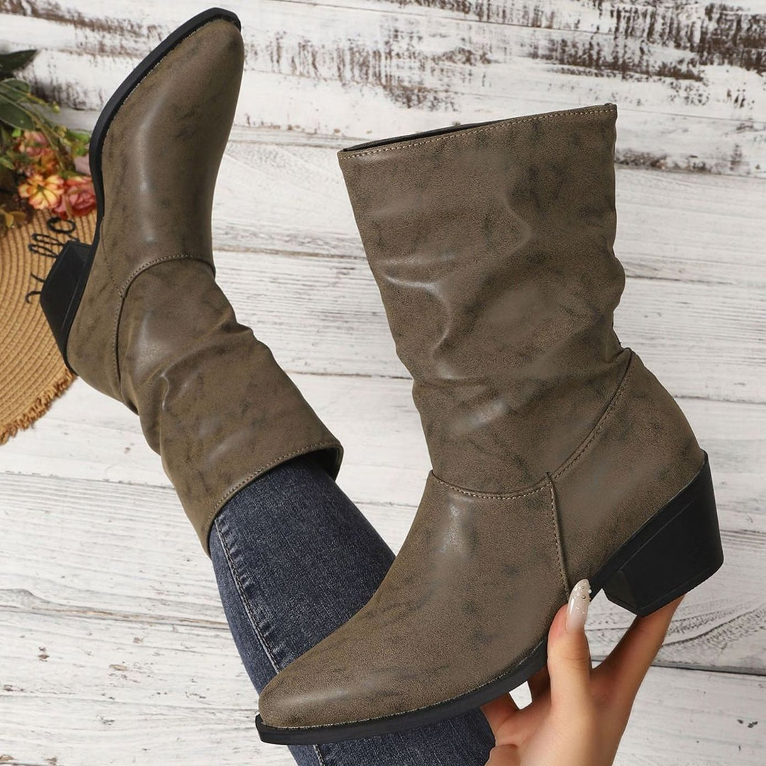 Women's Slouchy Ankle Boots with Block Heel