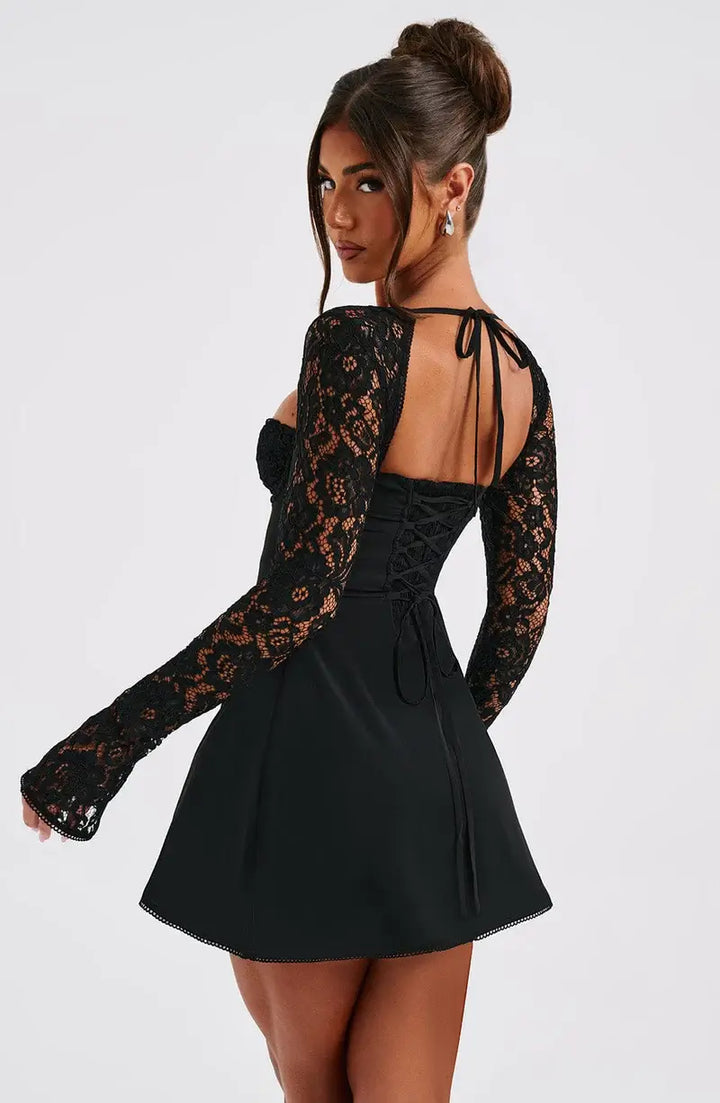Women's Lace Sleeve Bodycon Mini Party Dress