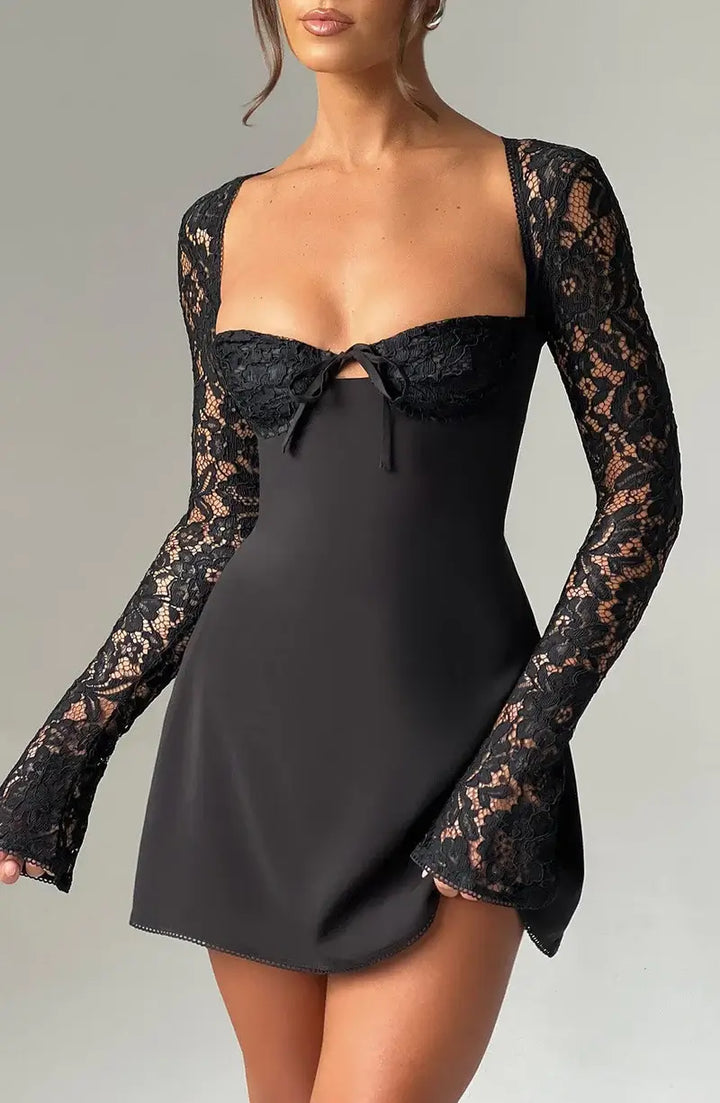 Women's Lace Sleeve Bodycon Mini Party Dress
