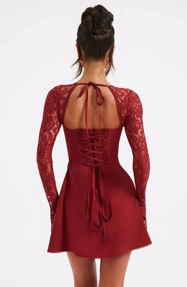 Women's Lace Sleeve Bodycon Mini Party Dress
