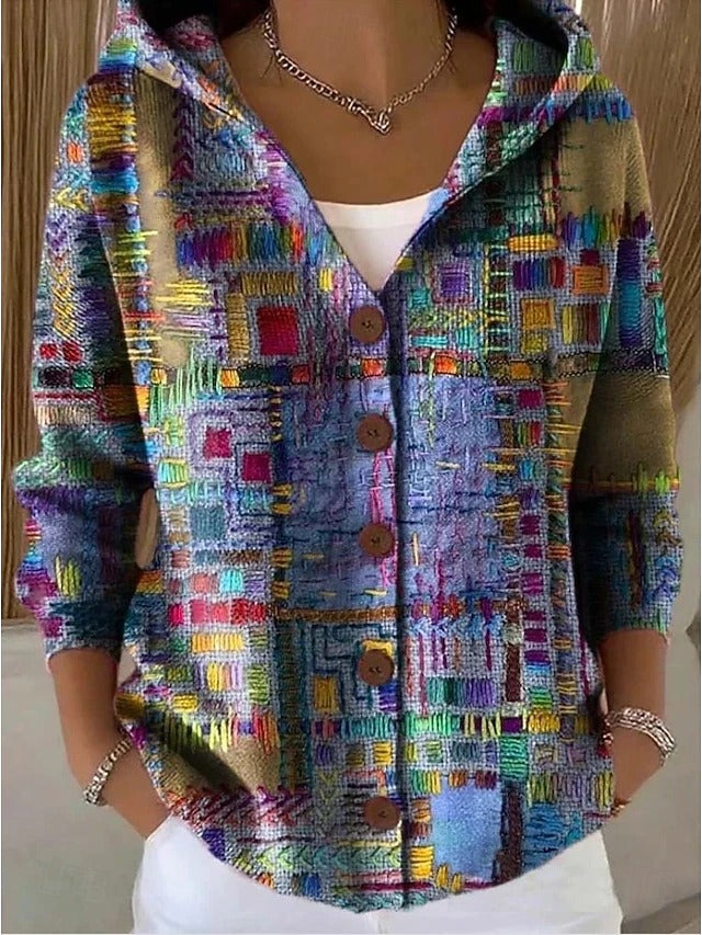 Women's Printed Hooded Cardigan