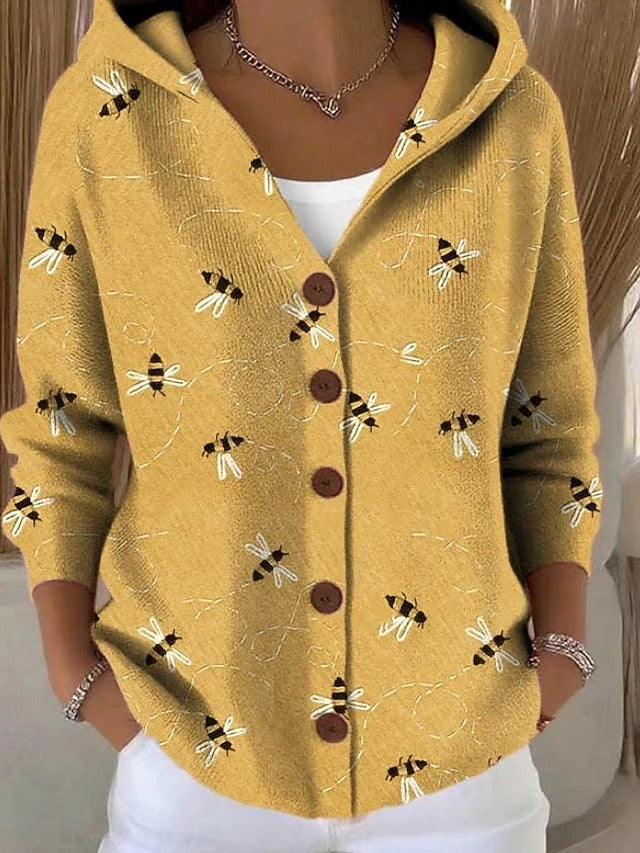 Women's Printed Hooded Cardigan