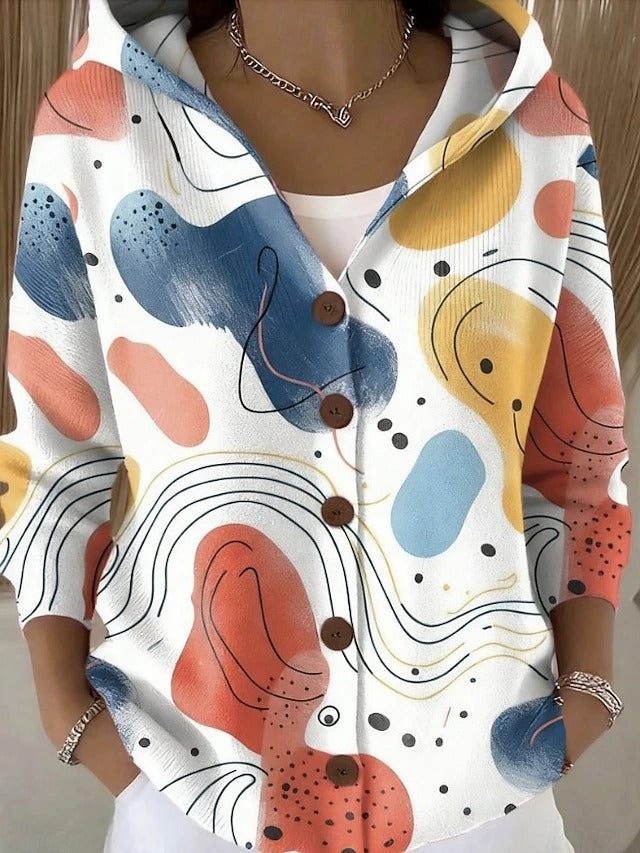 Women's Printed Hooded Cardigan