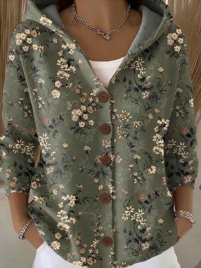 Women's Printed Hooded Cardigan